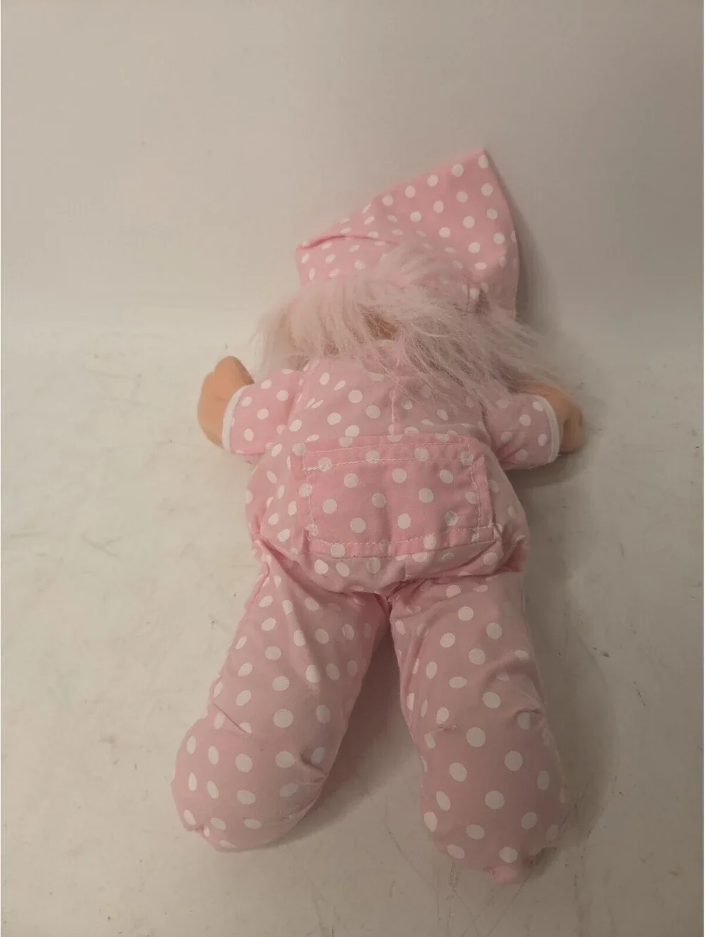 Vintage Russ Berrie  11'' Baby Plush Troll Doll With Pink Hair Pink Pajamas Hat